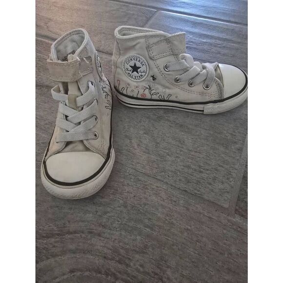 Baby Toddler Converse Chuck Taylor Allstars High Top Shoes Floral Ivory Size 7 F